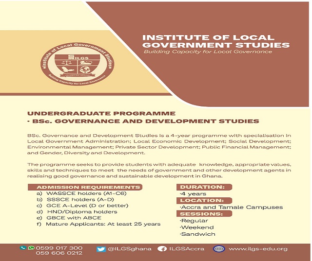 Undergraduate Programme: BSc. Governance and Development Studies Admissions